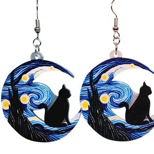 Mystical Night Cat Earrings